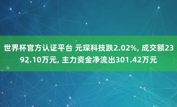 世界杯官方認證平臺 元琛科技跌2.02%， 成交額2392.10萬元， 主力資金凈流出301.42萬元