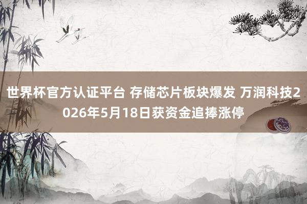 世界杯官方認(rèn)證平臺(tái) 存儲(chǔ)芯片板塊爆發(fā) 萬(wàn)潤(rùn)科技2026年5月18日獲資金追捧漲停