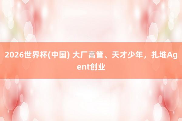 2026世界杯(中國) 大廠高管、天才少年,扎堆Agent創(chuàng)業(yè)