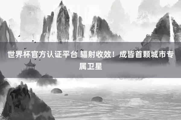 世界杯官方認證平臺 輻射收效！成皆首顆城市專屬衛星