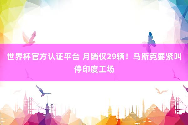 世界杯官方認(rèn)證平臺(tái) 月銷僅29輛！馬斯克要緊叫停印度工場(chǎng)