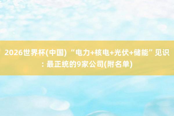 2026世界杯(中國) “電力+核電+光伏+儲(chǔ)能”見識(shí): 最正統(tǒng)的9家公司(附名單)